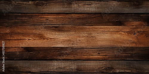 Old brown rustic dark grunge wooden timber texture - wood background banner, Generative AI photo