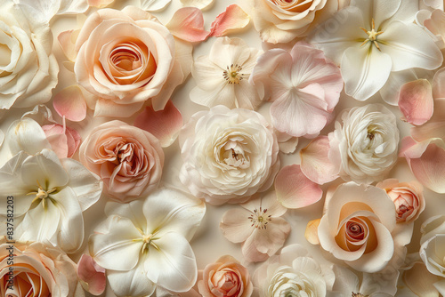Perfectly arranged petals on a cream-colored background