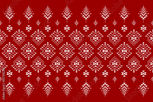 Carpet tribal pattern art. Geometric ethnic seamless pattern traditional. American, Mexican style. Design for background, wallpaper, illustration, fabric, clothing, carpet, textile, batik, embroidery.