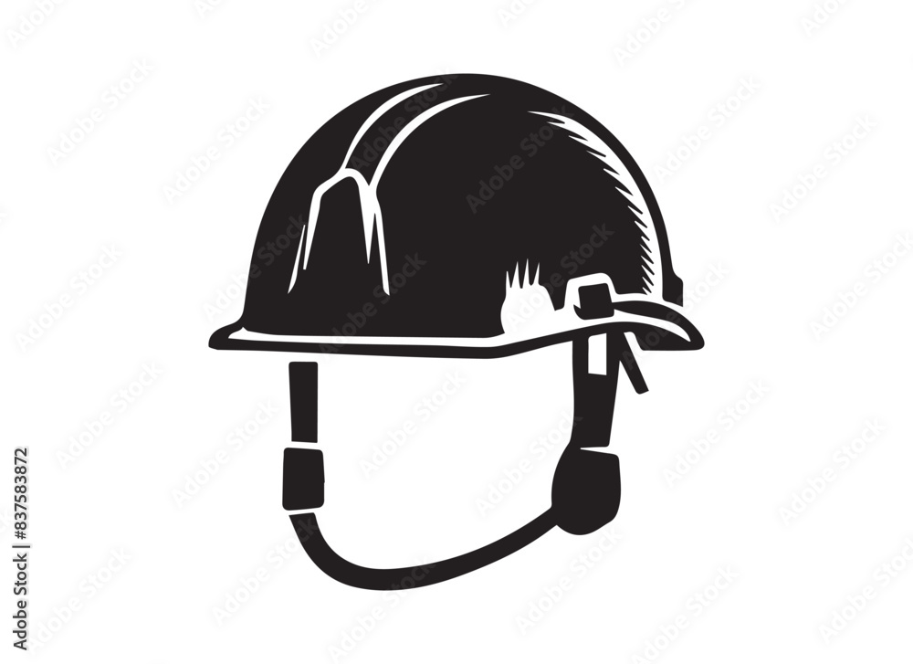 Fototapeta premium the most popular variety of safety helmets in the world, vector image in black