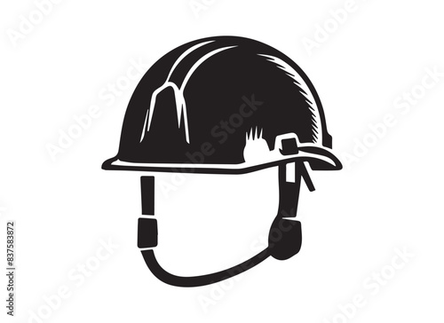 the most popular variety of safety helmets in the world, vector image in black