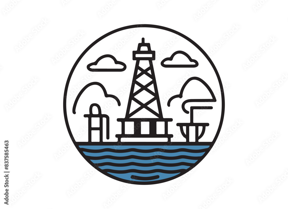 Oil rig silhouette icon, on a white background Oil rig silhouette icon, on a white background