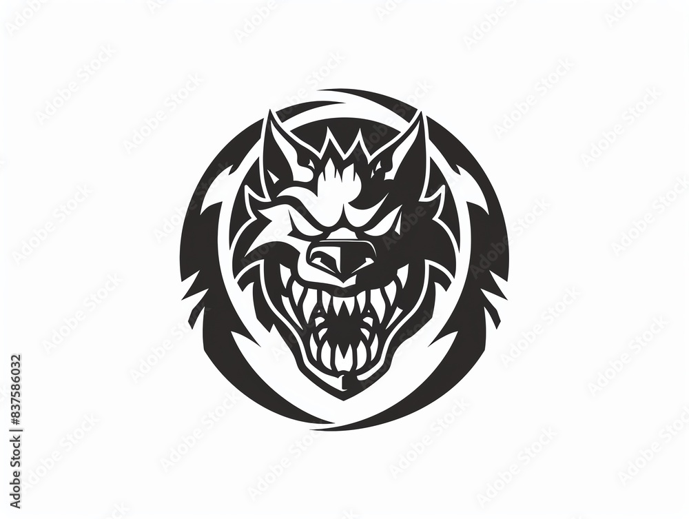 Aggressive tribal wolf head logo design with intricate details. Aggressive tribal wolf head logo design with intricate details.