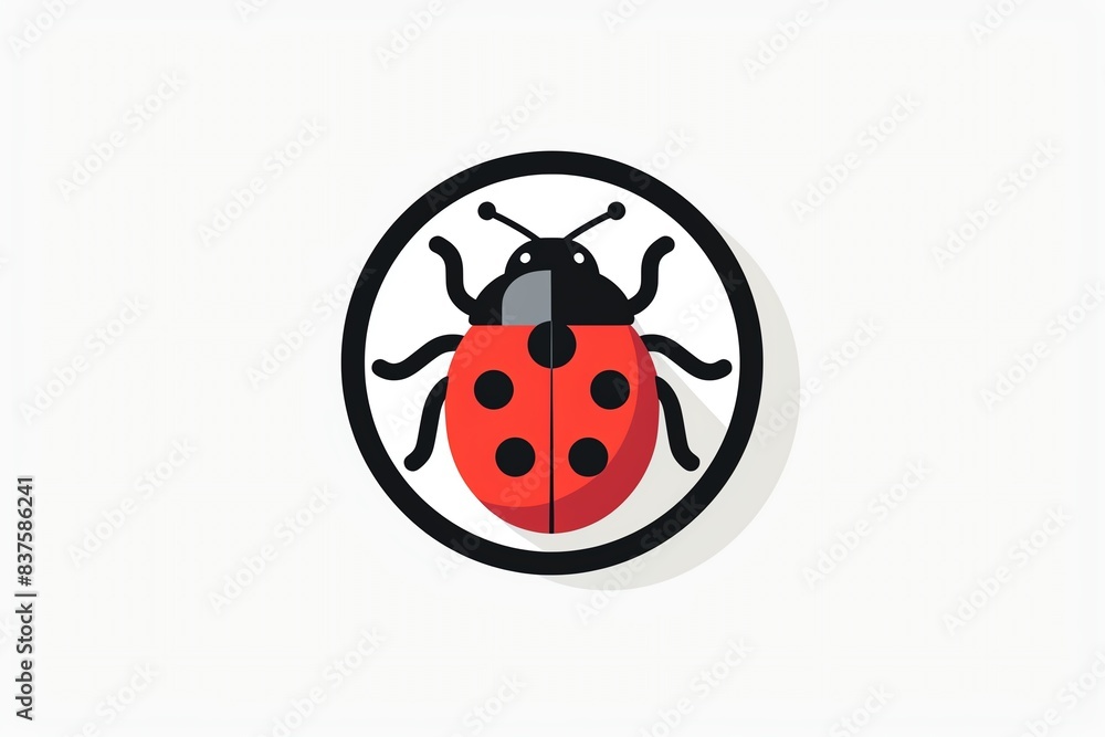Simple flat design ladybug icon in a circle. Simple flat design ladybug icon in a circle.
