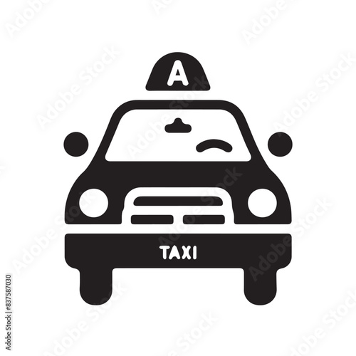 TAXI in cartoon, doodle style . Image for t-shirt, web, mobile apps and ui. Isolated 2d vector illustration in logo, icon, sketch style, Eps 10, black and white. AI Generative