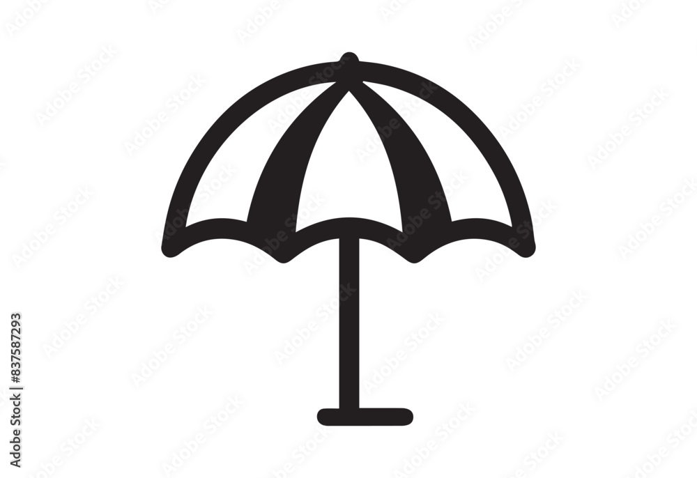 Minimal umbrella icon vector silhouette, white background Minimal umbrella icon vector silhouette, white background