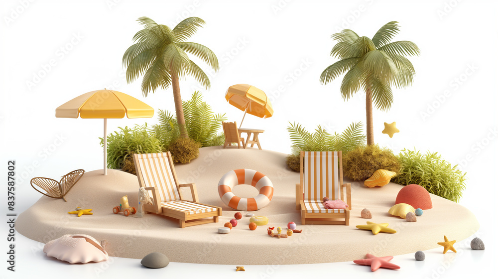 Obraz premium Summer product model, advertising scene illustration, merchandise