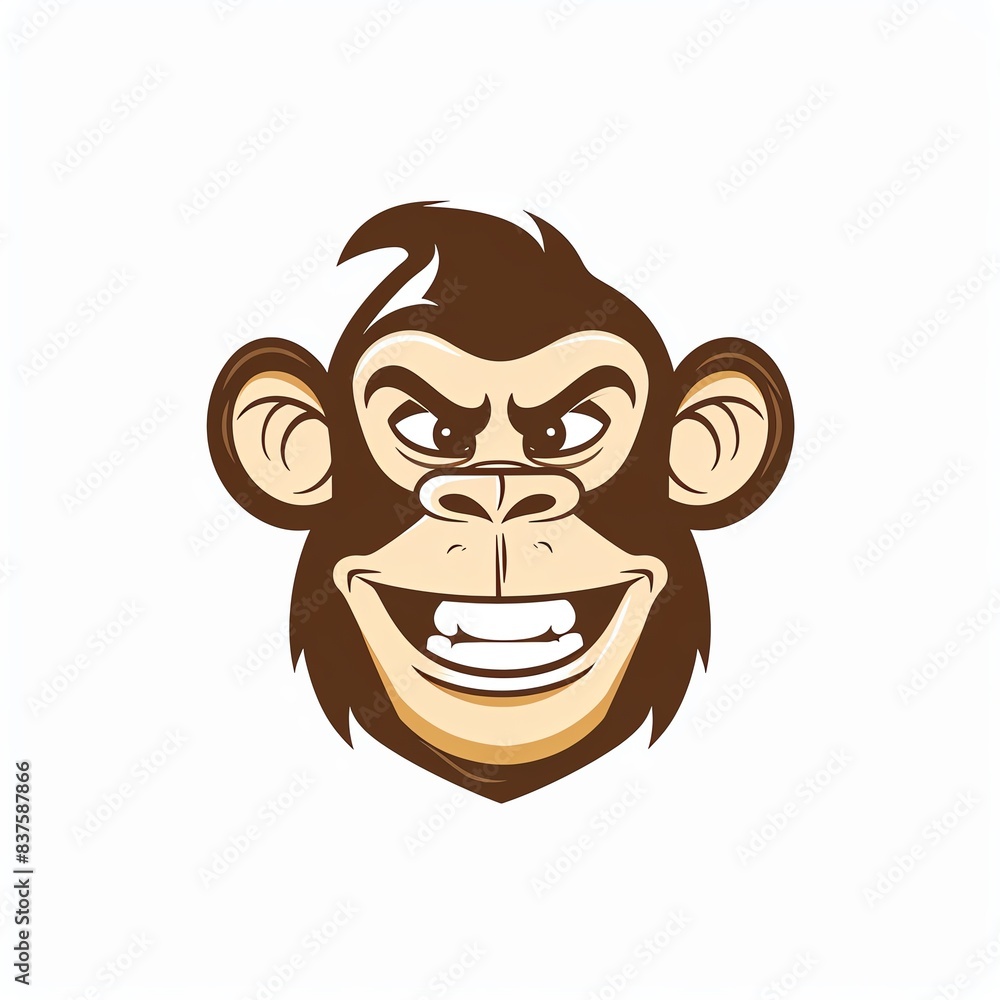 Cartoon illustration of a smiling monkey face. Cartoon illustration of a smiling monkey face.