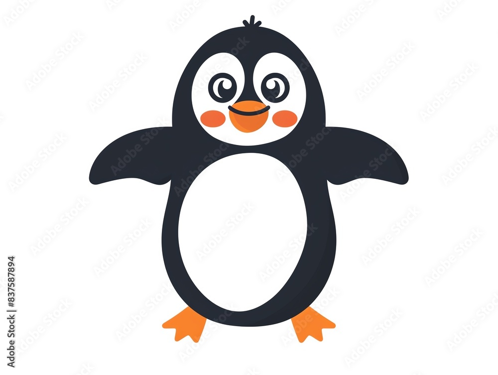 Cute cartoon penguin with big eyes and a smile. Cute cartoon penguin with big eyes and a smile.