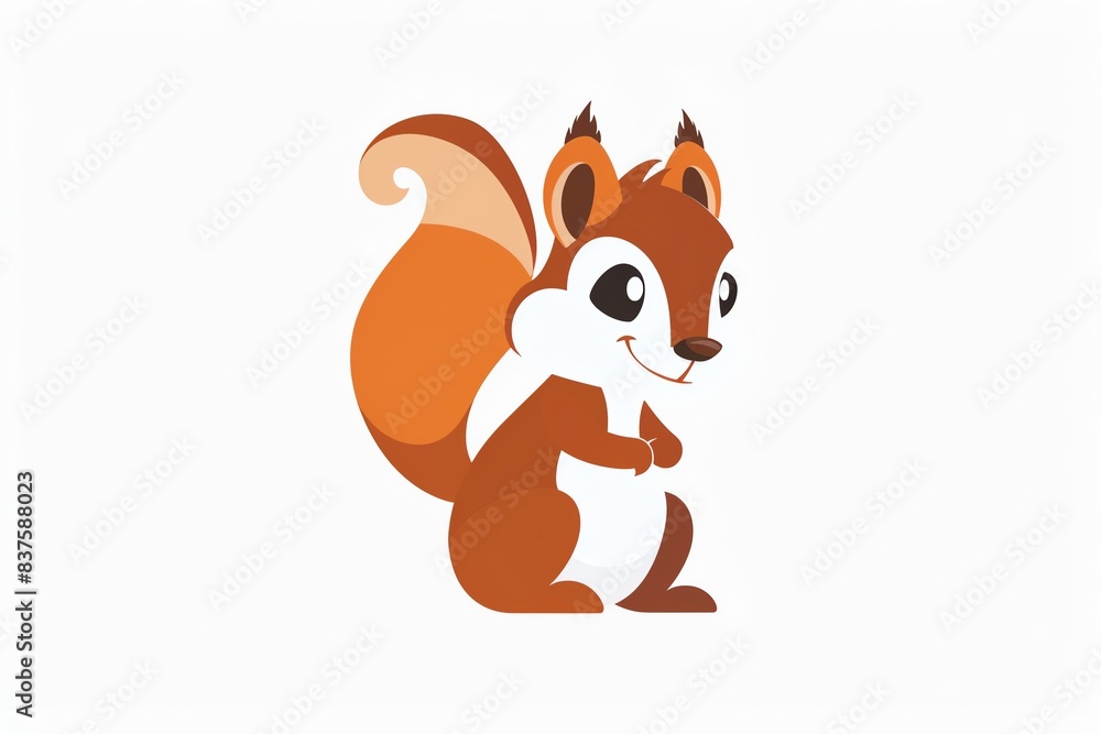 Cute cartoon squirrel with big eyes and bushy tail. Cute cartoon squirrel with big eyes and bushy tail.