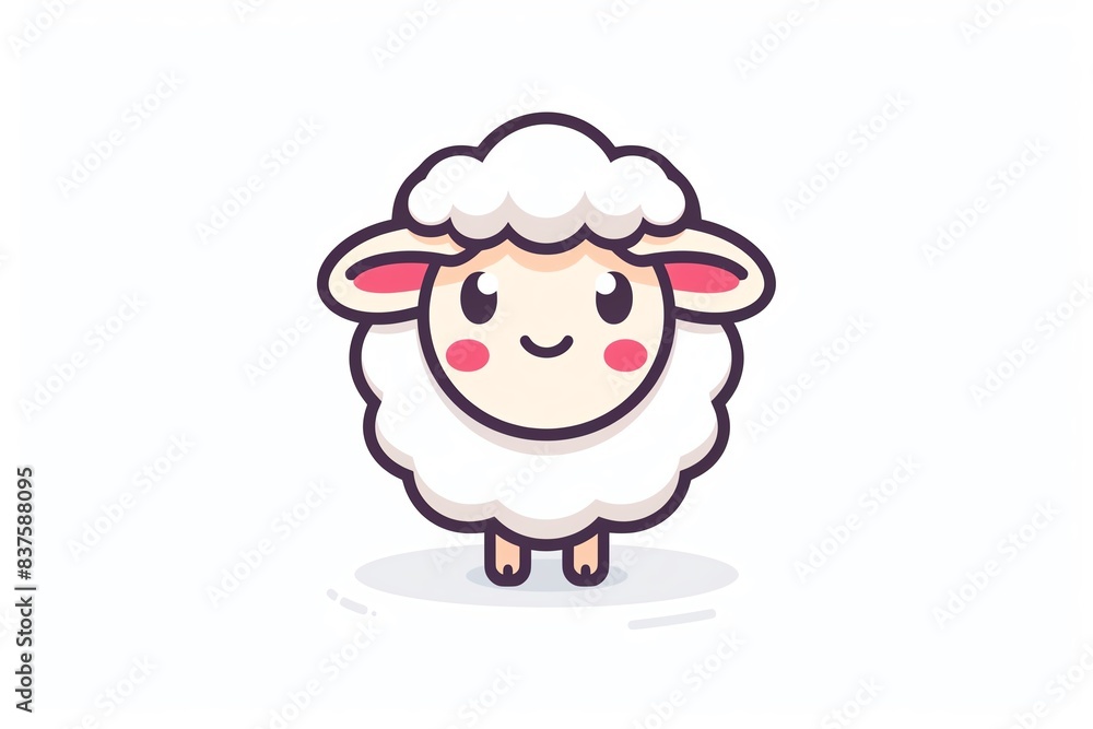 Cute cartoon sheep with big eyes and a smile. Cute cartoon sheep with big eyes and a smile.