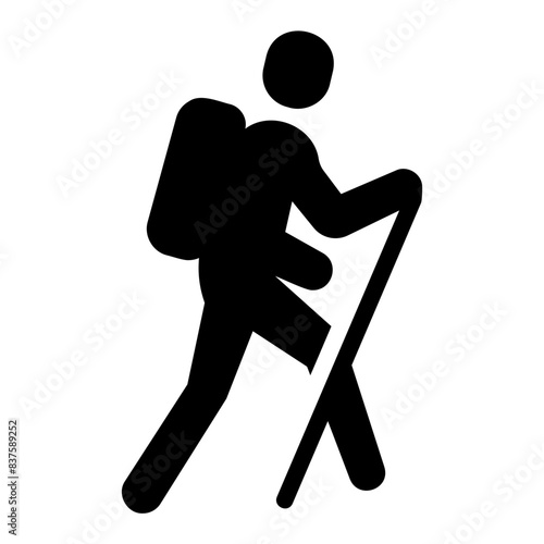 hiking glyph icon