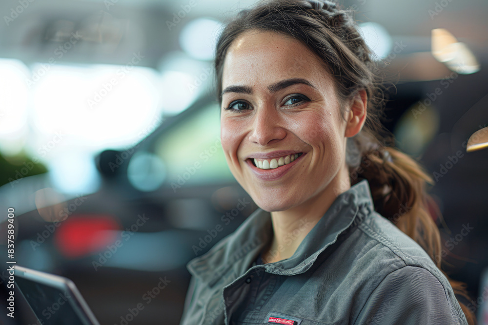 A woman is smiling and holding a cell phone A woman is smiling and holding a cell phone