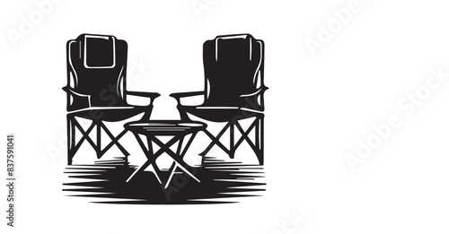 Various sets of camping chair vector silhouettes