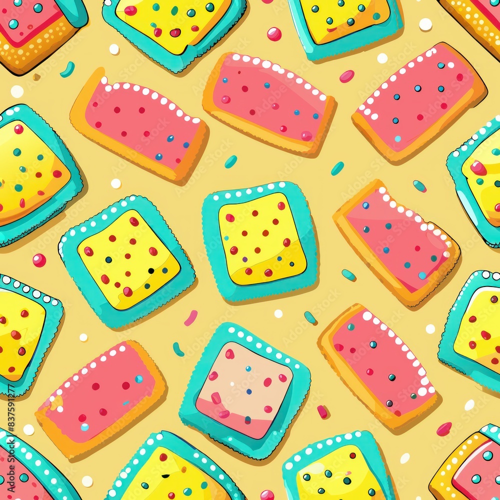 Seamless pattern of pop tarts with colorful icing and sprinkles, Generative AI Seamless pattern of pop tarts with colorful icing and sprinkles, Generative AI