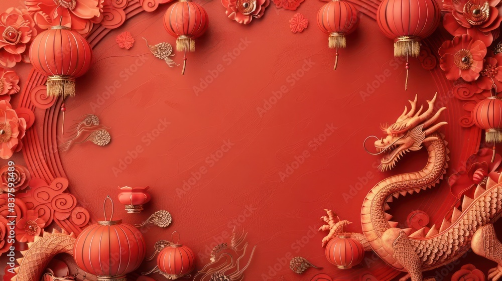 custom made wallpaper toronto digitalElegant Minimalism, A Harmonious Blend of Vibrant Red and Golden Decor with Asian Artistry