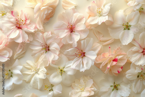 Ethereal  delicate petals on a cream background