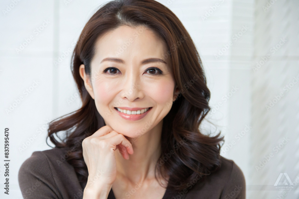 笑顔の美しい日本人の中年女性 笑顔の美しい日本人の中年女性