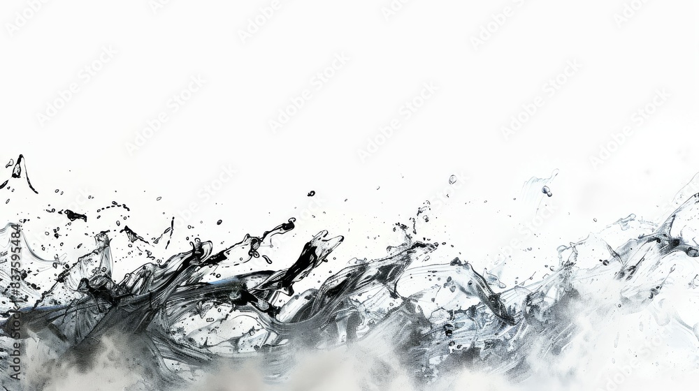 Black splash, white background. Black splash, white background.
