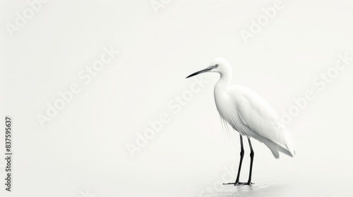 great white heron, white background. © Akael