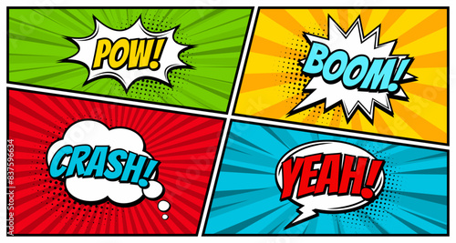 Collection of multicolored comic sound Effects