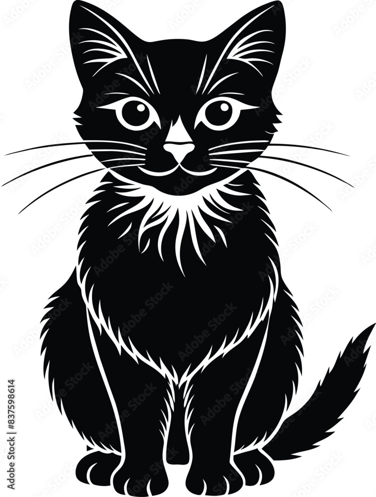 black and white cat illustration black and white cat illustration