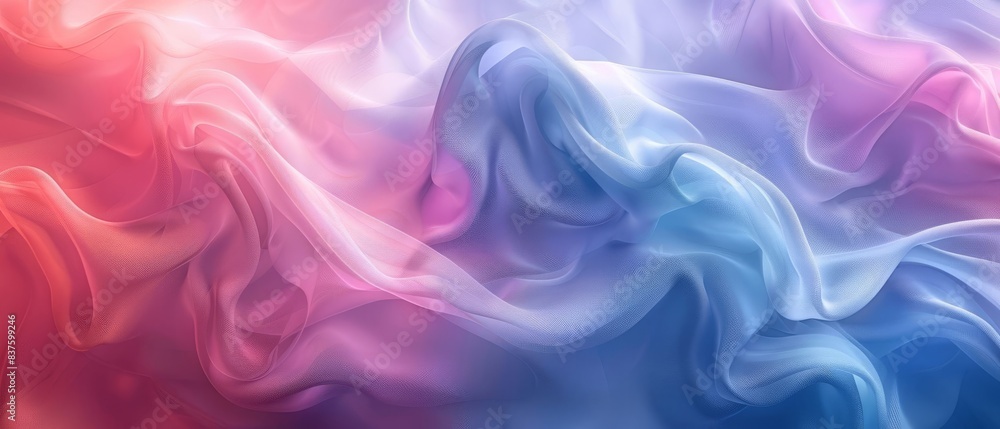 Abstract colorful flowing fabric-like pattern with soft pink, blue, and purple gradient hues for artistic background or texture. Abstract colorful flowing fabric-like pattern with soft pink, blue, and purple gradient hues for artistic background or texture.