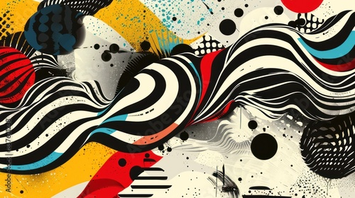 Vintage Abstract Art with Vibrant Patterns