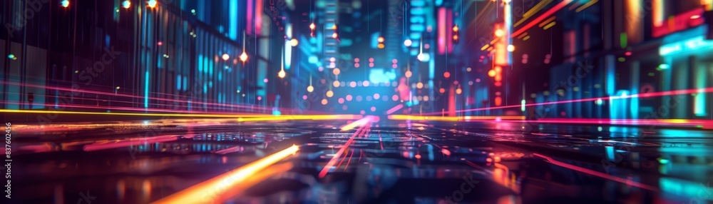 Obraz premium Abstract neon city lights with vibrant colors.