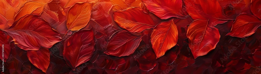 Abstract painting of red and orange leaves. Abstract painting of red and orange leaves.