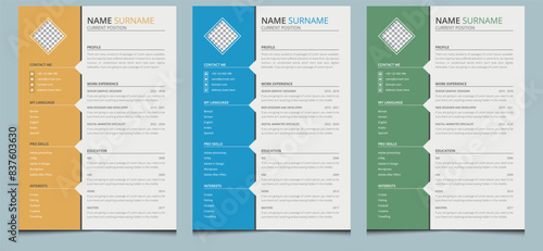 Simple clean elegant stylish modern creative unique professional company minimalist business cover letter layout resume cv template design.