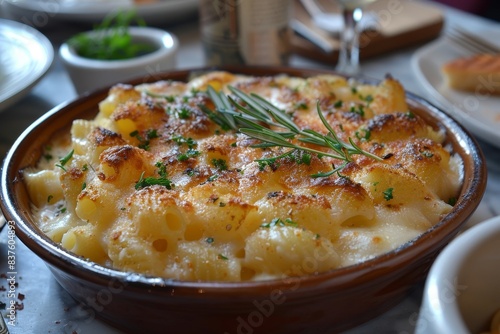 Mac and Cheese - Creamy macaroni with a golden cheese crust.