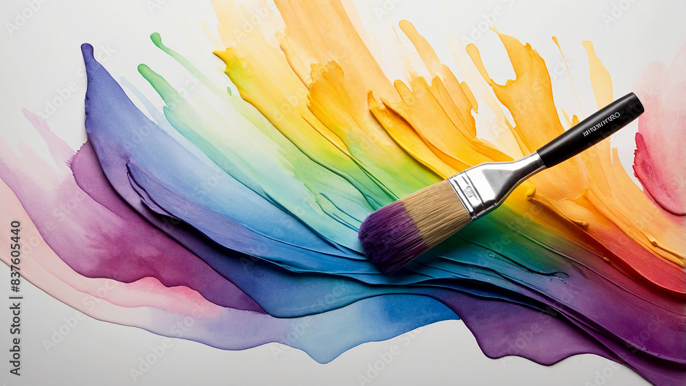 Obraz premium The Art of Nature's Palette watercolors starts creating a gradient vibrant rainbow gradient