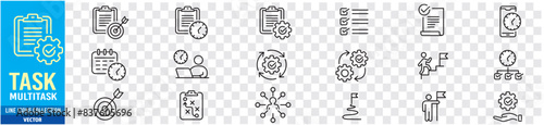 Task icon set. workflow multitasking editable stroke icons collection. Vector illustration
