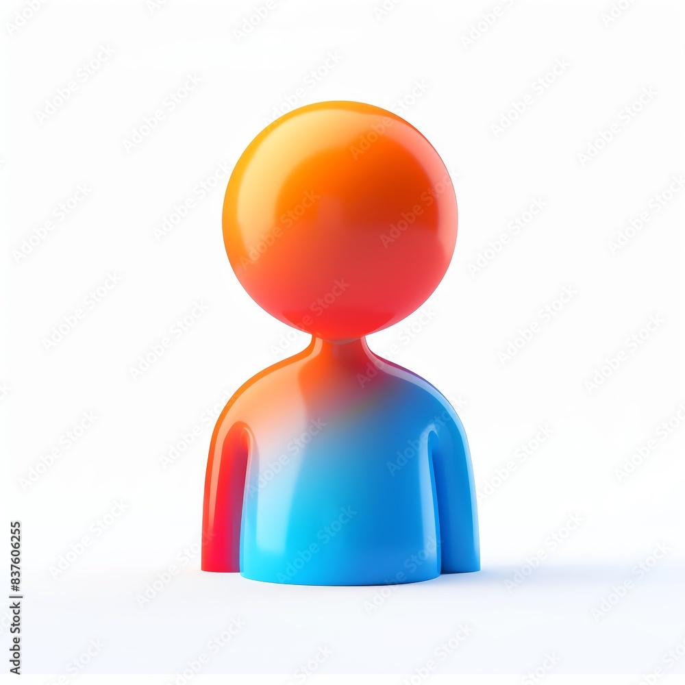 3D rendered minimalist isometric avatar icon on pure white background 3D rendered minimalist isometric avatar icon on pure white background