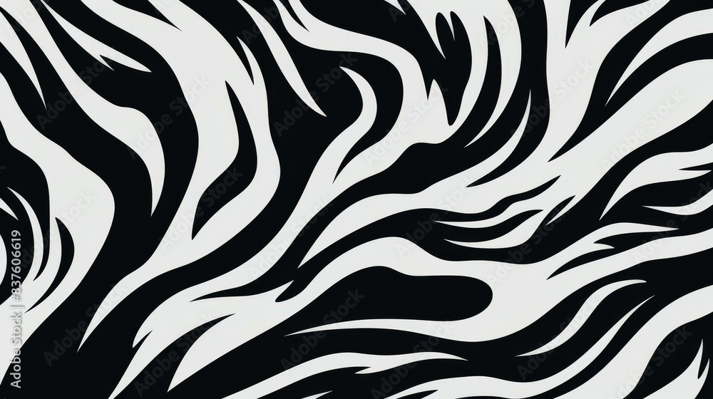 Abstract zebra print illustration with bold lines and dynamic shapes, featuring a flat texture and high level of detail. Abstract zebra print illustration with bold lines and dynamic shapes, featuring a flat texture and high level of detail.