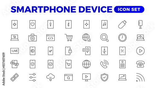 0602 Modern Smartphone Device Icons for Engaging User Experiences. Collection of Smartphone Device Icons for Modern UI Design