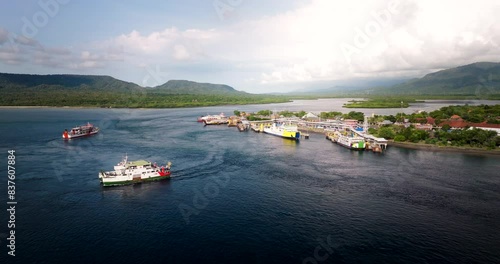 Ferries, vessels departing, arrivals, transport hub, picturesque view photo