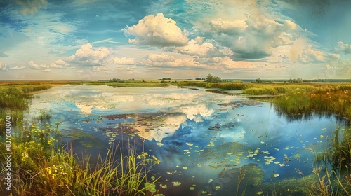 Plains lakes reflecting sky image