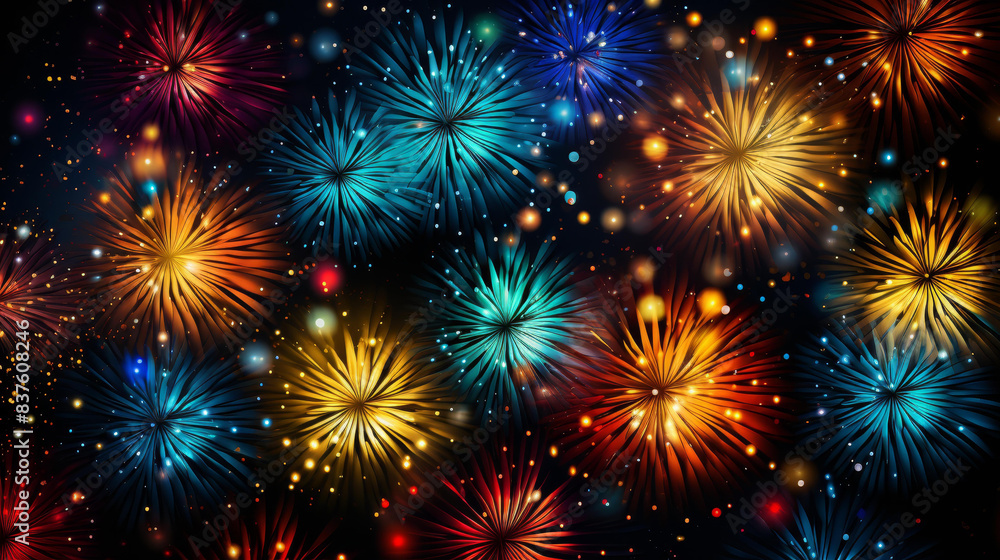 Vibrant and detailed modern firework texture with clean lines in a flat illustration style. Vibrant and detailed modern firework texture with clean lines in a flat illustration style.