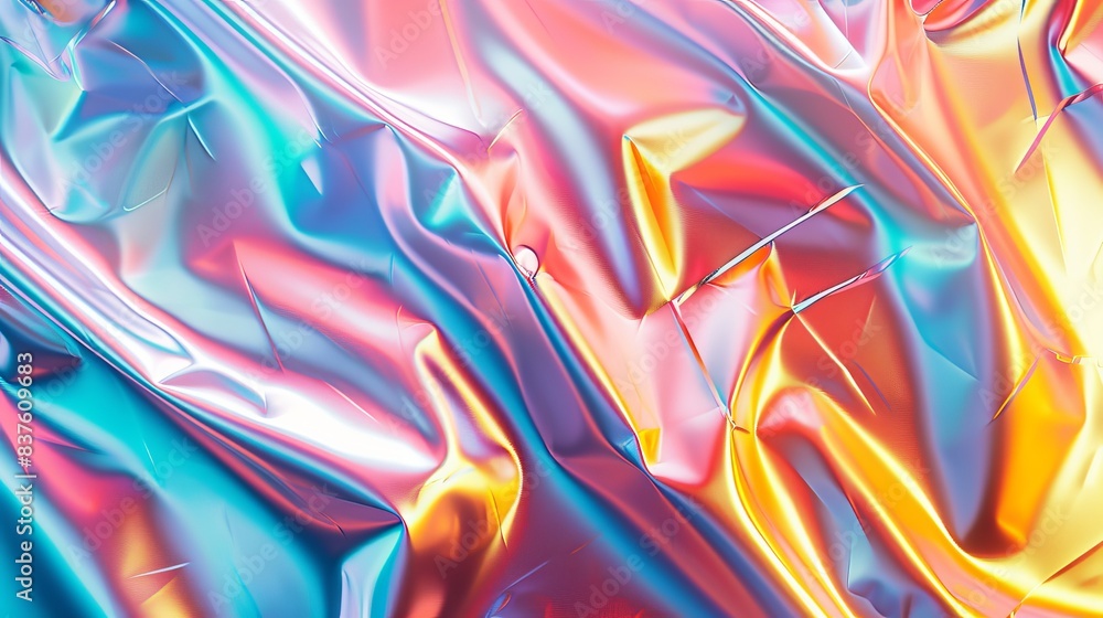 Fototapeta premium Vibrant Iridescent Holographic Foil Abstract Background