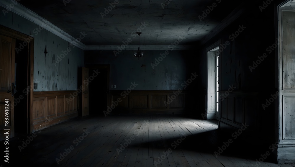 A haunting picture of a deserted, ominous room shrouded in darkness, where the silence is broken only by the sound of your own heartbeat ai_generated A haunting picture of a deserted, ominous room shrouded in darkness, where the silence is broken only by the sound of your own heartbeat ai_generated