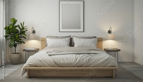 Sophisticated Minimalist Bedroom With Low Bed and Art