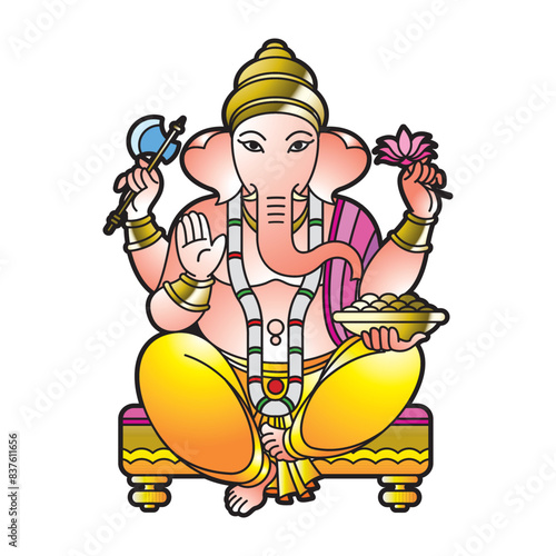 isolated god ganesh icon in color