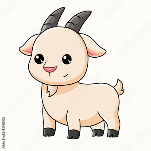 Vector cartoon cute little goat