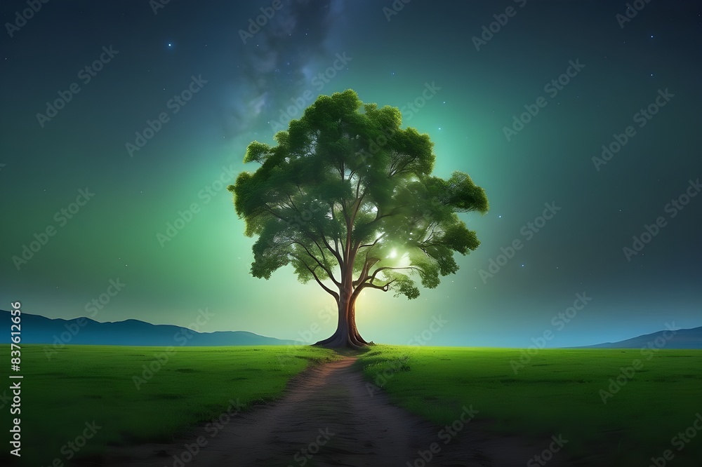 With its limbs extending toward the brilliant star in the sky, the lone green tree represents tenacity. With its limbs extending toward the brilliant star in the sky, the lone green tree represents tenacity.