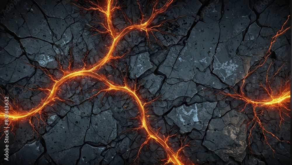Cracked Earth with Glowing Lava Veins Cracked Earth with Glowing Lava Veins