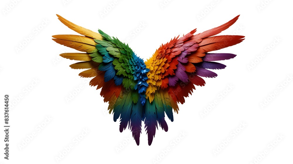 Obraz premium Rainbow pride wings isolated on transparent background.