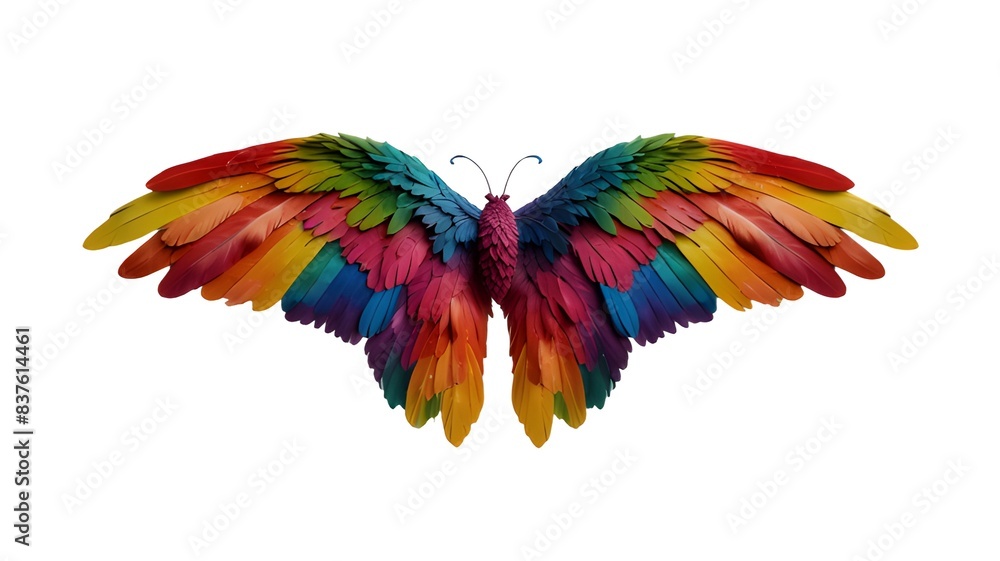 Obraz premium Rainbow pride wings isolated on transparent background.