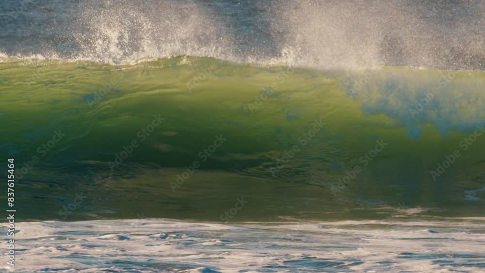 Ocean wave breaks on the shore at sunrise Ocean wave breaks on the shore at sunrise